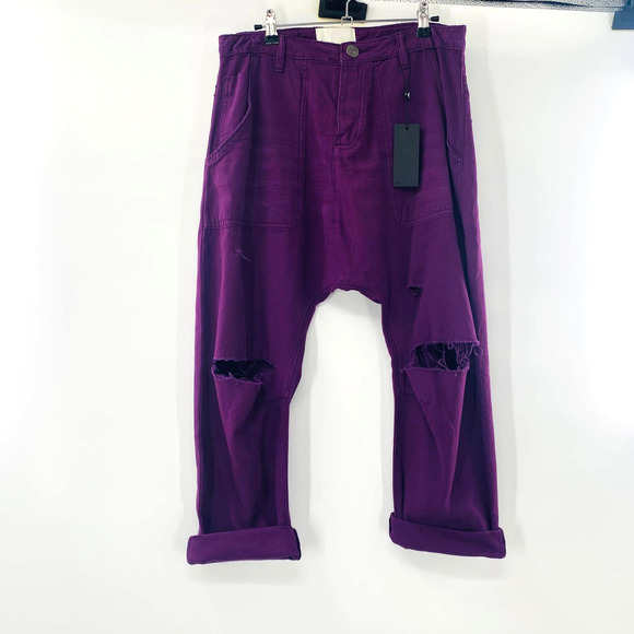 One Teaspoon Deep Purple Sinners Distressed Harem Jeans Size 25 NWT - Picture 2 of 8
